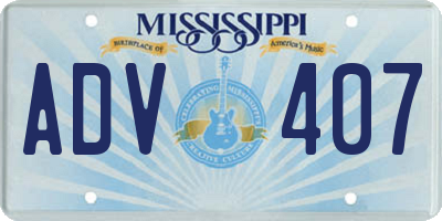 MS license plate ADV407