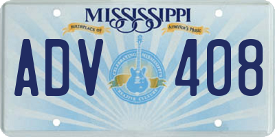 MS license plate ADV408