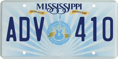 MS license plate ADV410