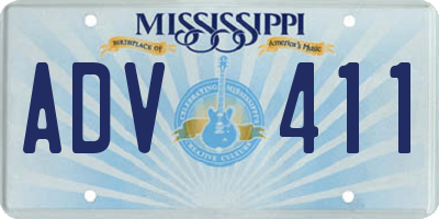 MS license plate ADV411
