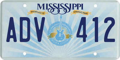 MS license plate ADV412