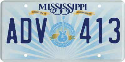 MS license plate ADV413