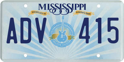 MS license plate ADV415