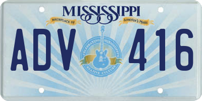 MS license plate ADV416