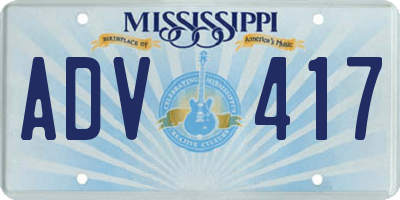 MS license plate ADV417