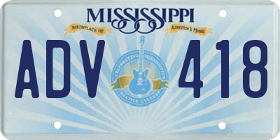 MS license plate ADV418