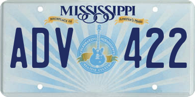 MS license plate ADV422