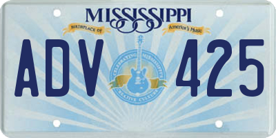MS license plate ADV425