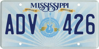 MS license plate ADV426