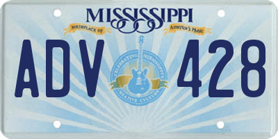 MS license plate ADV428