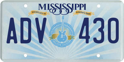 MS license plate ADV430
