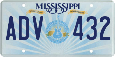 MS license plate ADV432