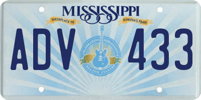 MS license plate ADV433
