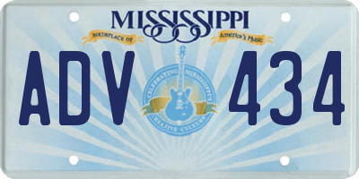 MS license plate ADV434