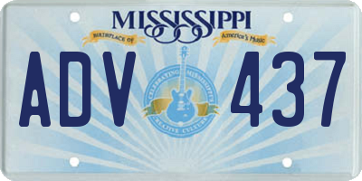 MS license plate ADV437