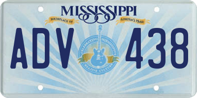 MS license plate ADV438