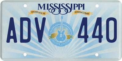 MS license plate ADV440