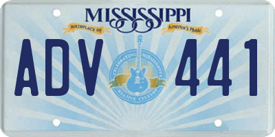 MS license plate ADV441