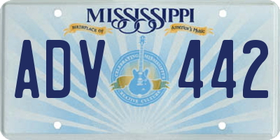 MS license plate ADV442