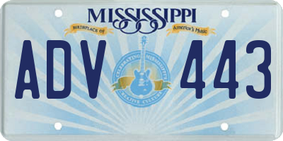 MS license plate ADV443
