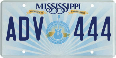 MS license plate ADV444
