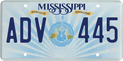 MS license plate ADV445