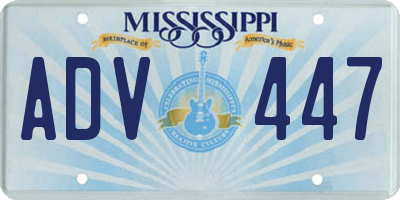 MS license plate ADV447