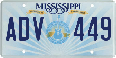 MS license plate ADV449