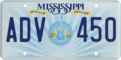 MS license plate ADV450
