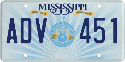 MS license plate ADV451