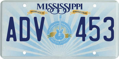 MS license plate ADV453