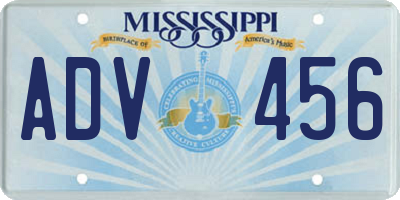 MS license plate ADV456