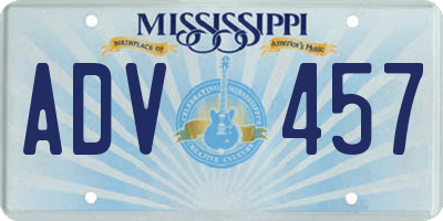 MS license plate ADV457