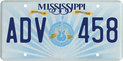 MS license plate ADV458