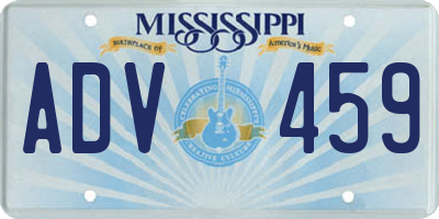 MS license plate ADV459