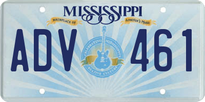 MS license plate ADV461