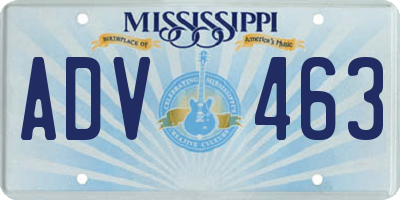 MS license plate ADV463