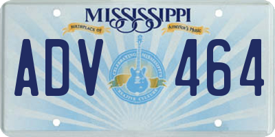 MS license plate ADV464