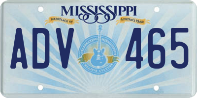 MS license plate ADV465