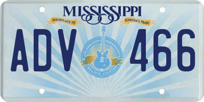 MS license plate ADV466