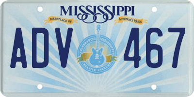 MS license plate ADV467