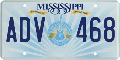 MS license plate ADV468
