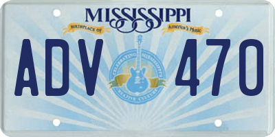 MS license plate ADV470