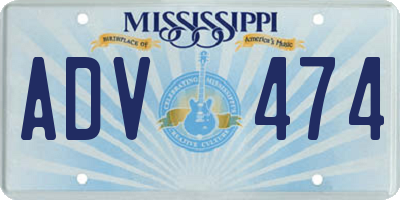 MS license plate ADV474