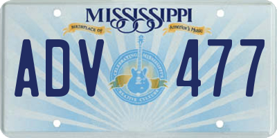 MS license plate ADV477