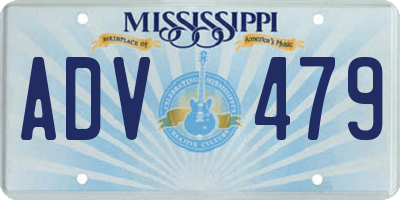 MS license plate ADV479