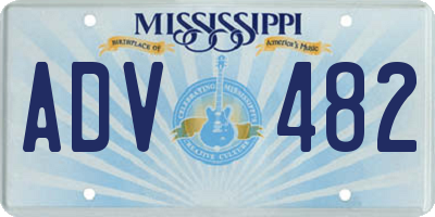 MS license plate ADV482