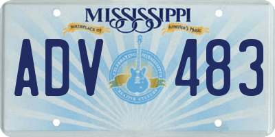 MS license plate ADV483