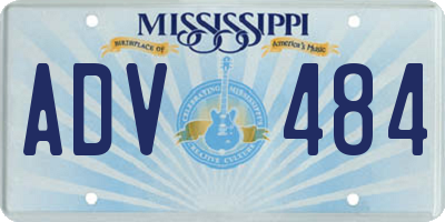 MS license plate ADV484