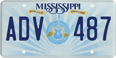 MS license plate ADV487